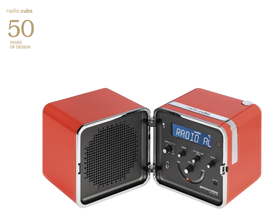 Brionvega Radio CUBO 50 ts522D+S orange-red