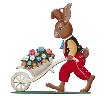 Pewter-rabbit with wheel barrow
